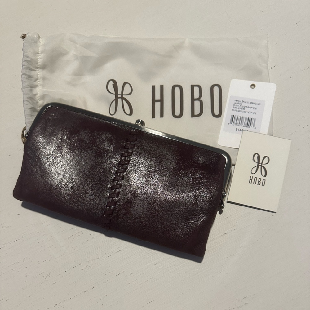 EUC HOBO Plum Graphite Lauren Wallet/clutch